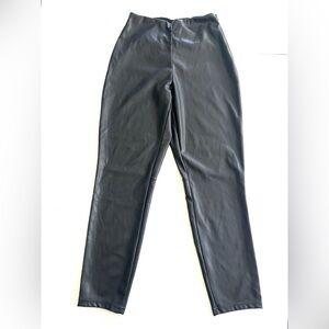 Fabletics Faux Leather Pants Black Stretch‎ High Waist Side Zip Womens M